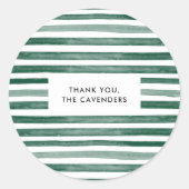 Grüne Aquarellstreifen Runder Aufkleber (Vorderseite)