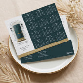 Grüne Aquarelltür Anwesen Kalender 2024 Postkarte