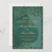 Grüne arabisch Verzierte islamische Moschee Einladung (Vorderseite)