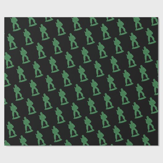 Grüne Armeemänner auf schwarzem Musterpapier Geschenkpapier (Flach)