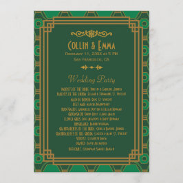 Grüne Art Deco Hochzeitsprogramme Programm