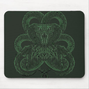Grüne Art Deco-Kobra Ornamentale symmetrische Sc Mousepad