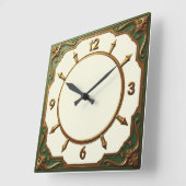 Grüne Art Deco Quadratische Wanduhr (Winkel)