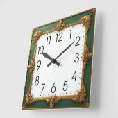 Grüne Art Deco Quadratische Wanduhr (Winkel)