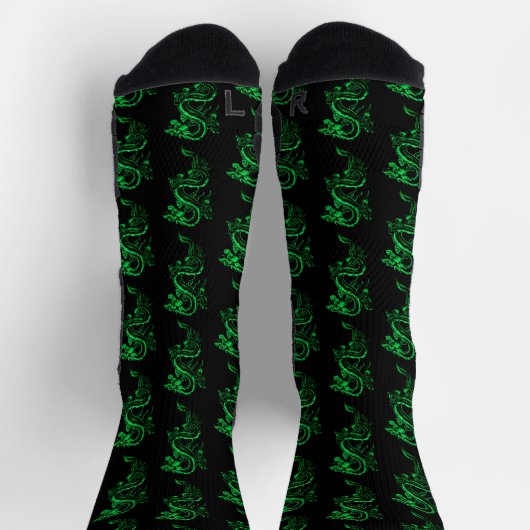 Grüne asiatische Drachen Socken (Oben)