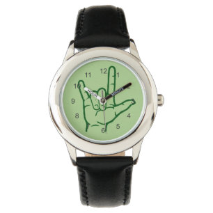 Grüne ASL I-Liebe Armbanduhr
