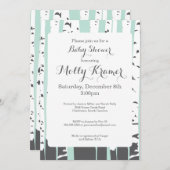 Grüne Aspen Bäume Kinderdusche Einladung (Vorne/Hinten)