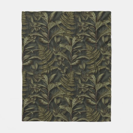 Grüne Ästhetik - Dunkle Ferns & Blätter Fleecedecke (Vorderseite)