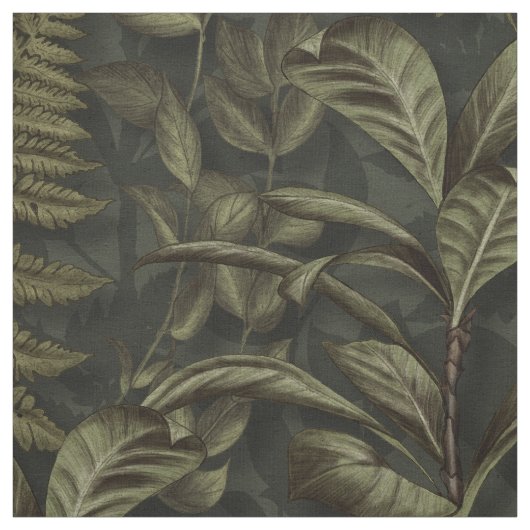 Grüne Ästhetik - Dunkle Ferns & Blätter Stoff (Muster)