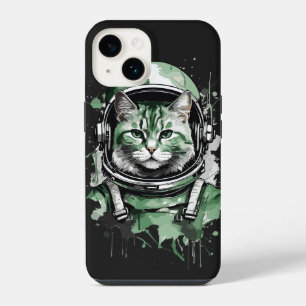 Grüne Astronaut Katzen Splash iPhone 14 Hülle