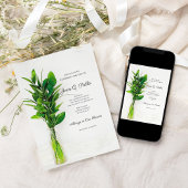 Grüne auf weißer Feier zum Gedenken an das Leben Einladung