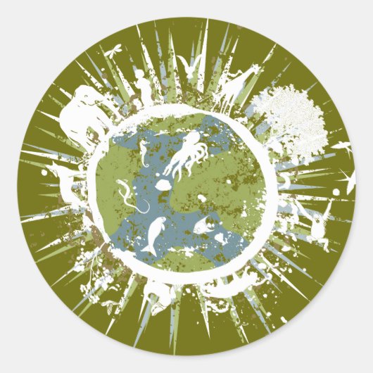 Grüne Aufkleber am Earth Day (Vorderseite)