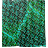 'Grüne Augen im Gitter', gekratzt und verschwommen Duschvorhang (Vorderseite)