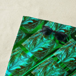 'Grüne Augen im Gitter', gekratzt und verschwommen Strandtuch