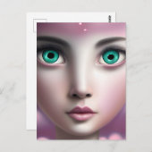 Grüne Augen in rosa Wolken Postkarte (Vorne/Hinten)