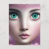 Grüne Augen in rosa Wolken Postkarte (Vorderseite)
