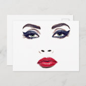 Grüne Augen Rote Lippen Frauen Gesicht Original Ma Postkarte (Vorne/Hinten)