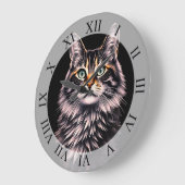 Grüne Augkatze Große Wanduhr (Winkel)