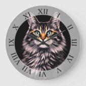 Grüne Augkatze Große Wanduhr (Vorderseite)