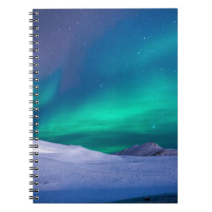 Grüne Aurora Borealis Night Notizblock