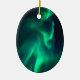Grüne Aurora Nordlichter Keramik Ornament