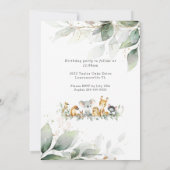 Grüne Australische Tiere Taufe & 1. Geburtstag Einladung (Rückseite)