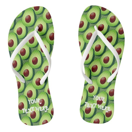Grüne Avocado-Strandflipflops für Vegetarier Badesandalen (Fußbett)