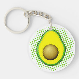 Grüne Avocado-Zeichnung im Vintage-Stil Schlüsselanhänger