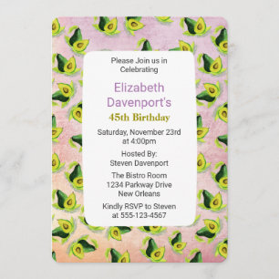 Grüne Avocados-Aquarellmuster-Geburtstagseinladung Einladung