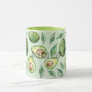 Grüne Avocados und Blätter Tasse