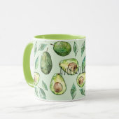 Grüne Avocados und Blätter Tasse (Vorderseite Links)