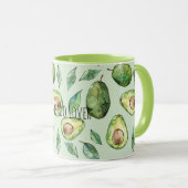 Grüne Avocados und Blätter Tasse (VorderseiteRechts)