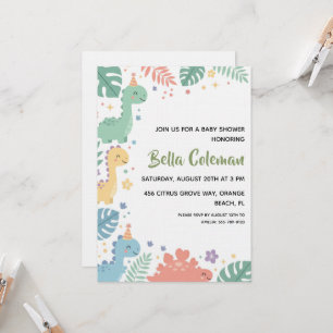 Grüne Baby-Dinosaurier-Baby-Shower-Einladungen Einladung