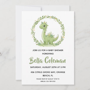 Grüne Baby-Dinosaurier-Baby-Shower-Einladungen Einladung