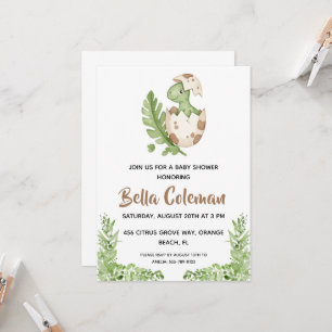 Grüne Baby-Dinosaurier-Baby-Shower-Einladungen Einladung