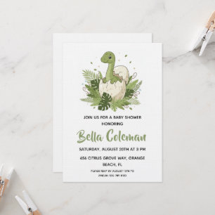 Grüne Baby-Dinosaurier-Baby-Shower-Einladungen Einladung