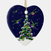 Grüne Baby-Drachen umkreisen einen Weihnachtsbaum Keramik Ornament (Rechts)