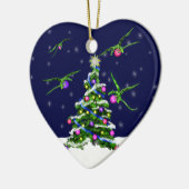 Grüne Baby-Drachen umkreisen einen Weihnachtsbaum Keramik Ornament (Links)