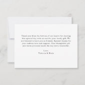 Grüne Baby Dusche Willkommen Dankeskarte (Rückseite)