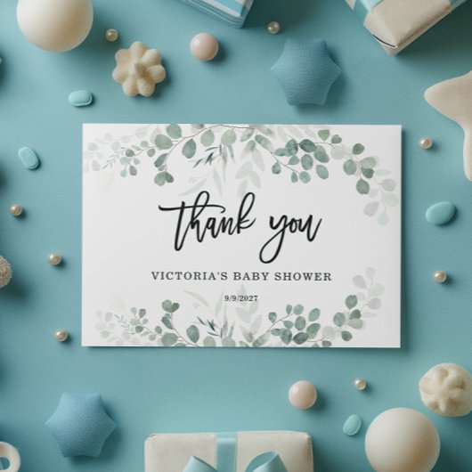 Grüne Baby Dusche Willkommen Dankeskarte