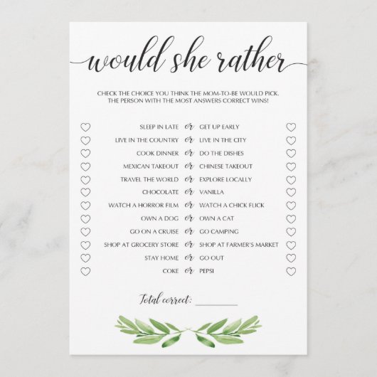 Grüne Baby-Dusche würde sie eher Spielkarten. (Vorderseite)