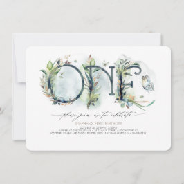 Grüne Baby Einladung zum 1. Geburtstag - neutral