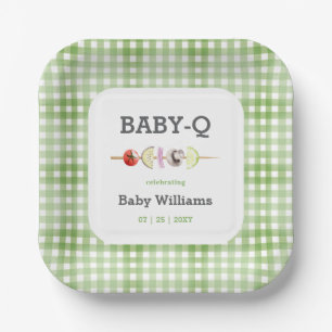 Grüne Baby-Q-Paare-Baby-Party Pappteller