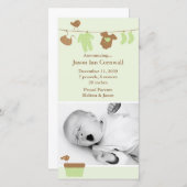 Grüne Baby-Wäsche Geburtsankündigung Ankündigung (Vorne/Hinten)