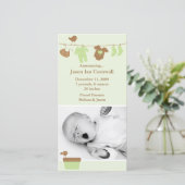 Grüne Baby-Wäsche Geburtsankündigung Ankündigung (Stehend Vorderseite)