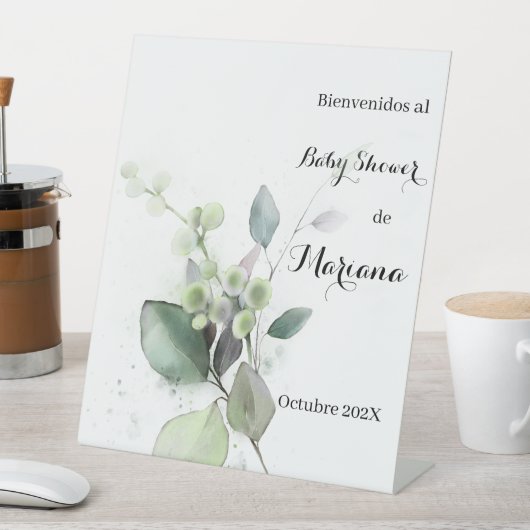 Grüne Babydusche Begrüßungszeichen Sockelschild (In Situ)