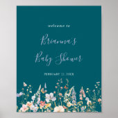 Grüne Babydusche der Wildblume Multicolor Poster (Vorne)