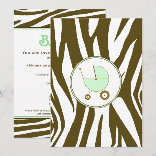 Grüne Babydusche Einladung (Vorne/Hinten)