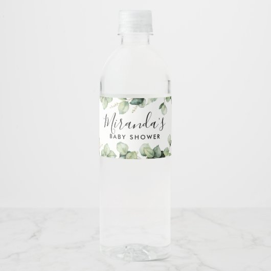 Grüne Babydusche Flasche Etikett Eukalyptus Leaf (Vorderseite)