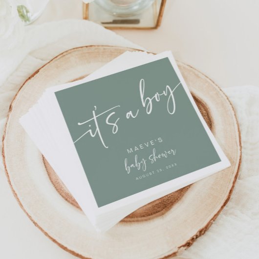 Grüne Babydusche Papier Napkins Moderner Junge Serviette